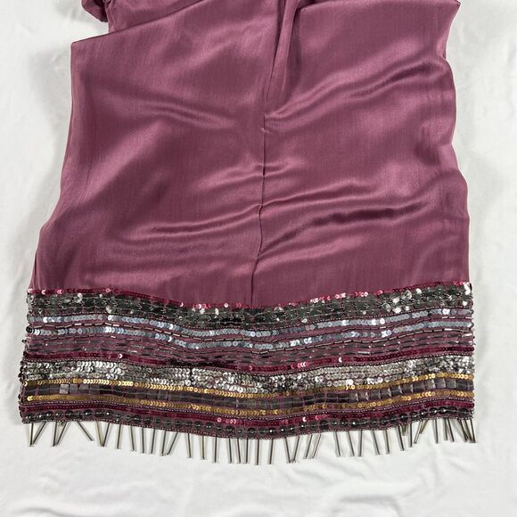 Nicole Miller Artelier Silk Shift Mini Dress M Beaded Retro Indie Maximalist Y2K - Picture 12 of 13